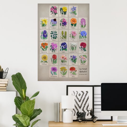 Het Floral Alphabet Poster (Thuiskantoor)