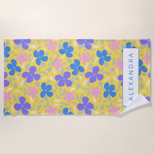 Het Floral Patroon van de terugkeer in Gele Gepers Strandlaken (Voorkant)