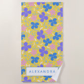 Het Floral Patroon van de terugkeer in Gele Gepers Strandlaken (Voorkant)