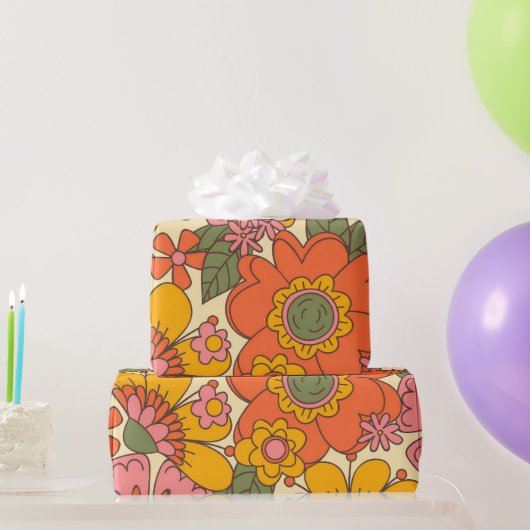 Het  Floral Pattern-patroon van 1970 Cadeaupapier (Feestgeschenken)