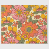 Het  Floral Pattern-patroon van 1970 Cadeaupapier (Vlak)
