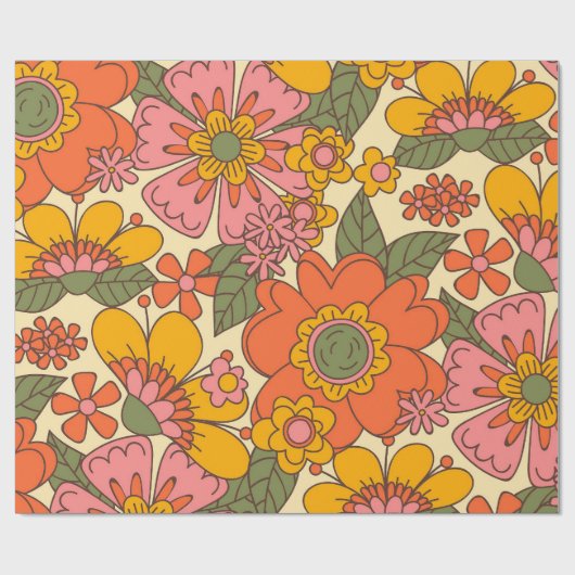 Het  Floral Pattern-patroon van 1970 Cadeaupapier (Vlak)