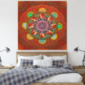 Het Floral Red van Squire Manipur Mandala Canvas Afdruk (Insitu (Slaapkamer))