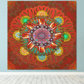 Het Floral Red van Squire Manipur Mandala Canvas Afdruk (Insitu (Houten vloer))