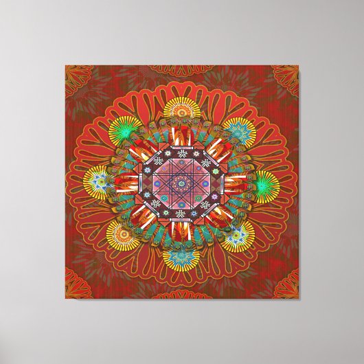 Het Floral Red van Squire Manipur Mandala Canvas Afdruk (Voorkant)