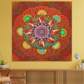 Het Floral Red van Squire Manipur Mandala Canvas Afdruk (Insitu (Woonkamer))