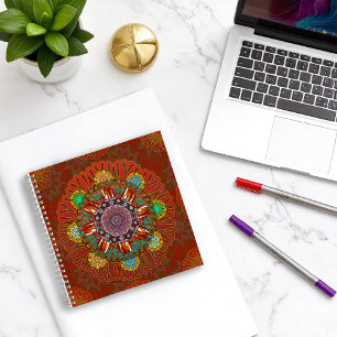 Het Floral Red van Squire Manipur Mandala Notitieboek