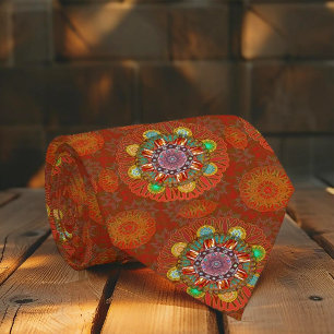Het Floral Red van Squire Manipur Mandala Stropdas
