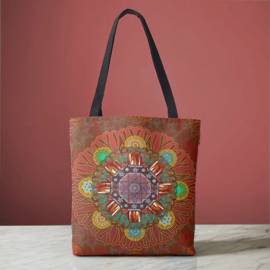 Het Floral Red van Squire Manipur Mandala Tote Bag