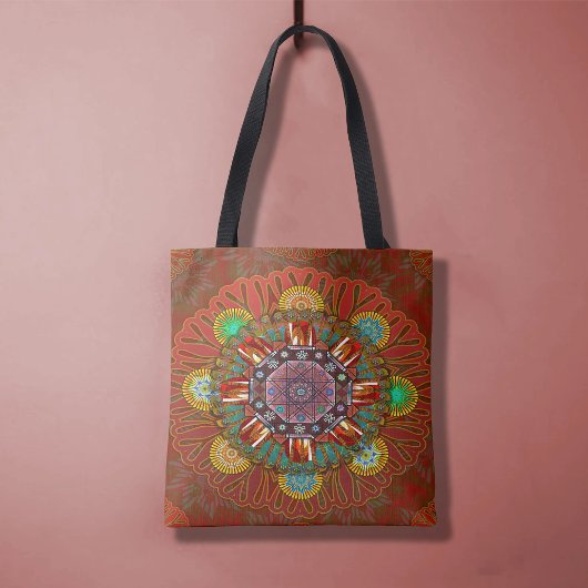 Het Floral Red van Squire Manipur Mandala Tote Bag