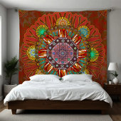 Het Floral Red van Squire Manipur Mandala Wandkleed