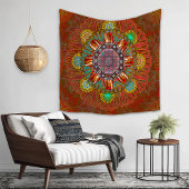 Het Floral Red van Squire Manipur Mandala Wandkleed