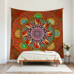 Het Floral Red van Squire Manipur Mandala Wandkleed