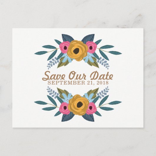 Het Floral Wreath White Wedding Collectie Aankondigingskaart (Voorkant)