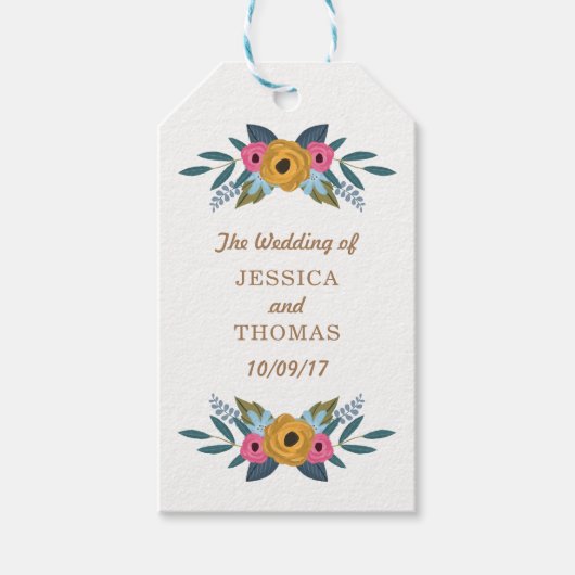 Het Floral Wreath White Wedding Collectie Cadeaulabel (Voorkant)