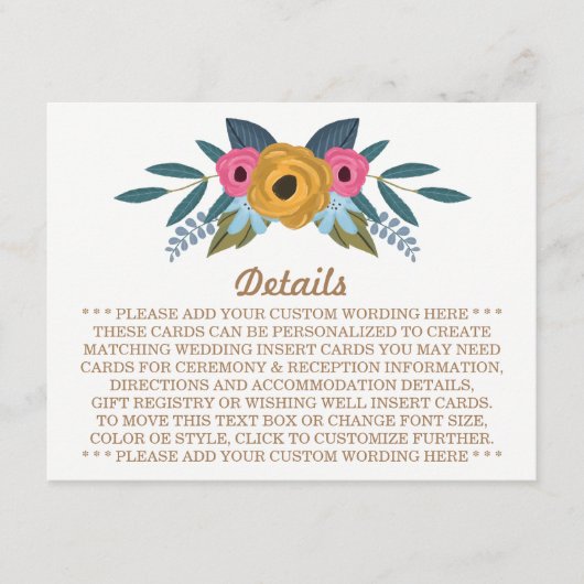 Het Floral Wreath White Wedding Collectie Informatiekaartje (Voorkant)