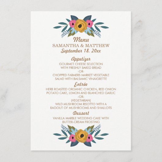 Het Floral Wreath White Wedding Collectie Menu (Voorkant)