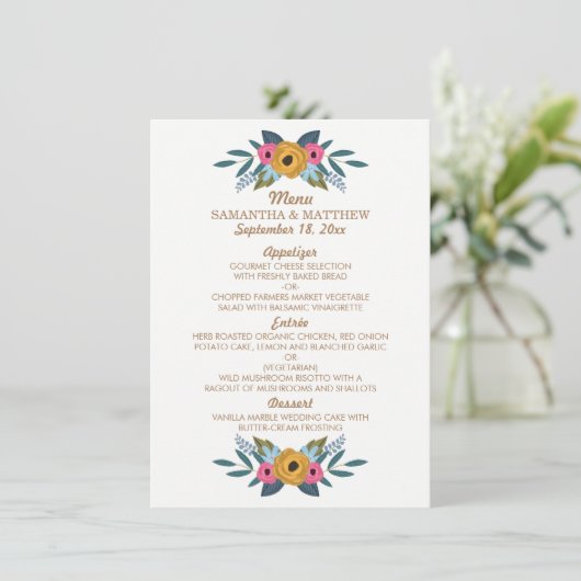 Het Floral Wreath White Wedding Collectie Menu (Staand voorkant)