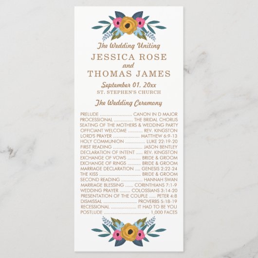 Het Floral Wreath White Wedding Collectie Programmakaart (Voorkant)