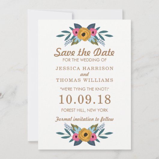 Het Floral Wreath White Wedding Collectie Save The Date (Voorkant)