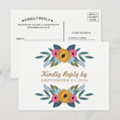 Het Floral Wreath White Wedding Collectie Uitnodiging Briefkaart (Voorkant / Achterkant)