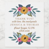 Het Floral Wreath White Wedding Collectie Wijn Etiket (Enkel label)