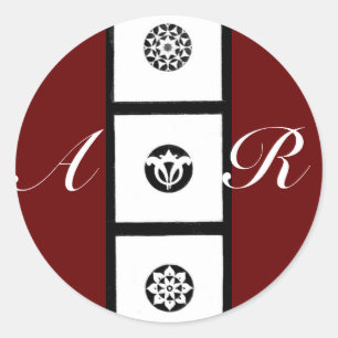 HET FLORENTIJNSE RODE MONOGRAM VAN DE HARMONIE VAN RONDE STICKER