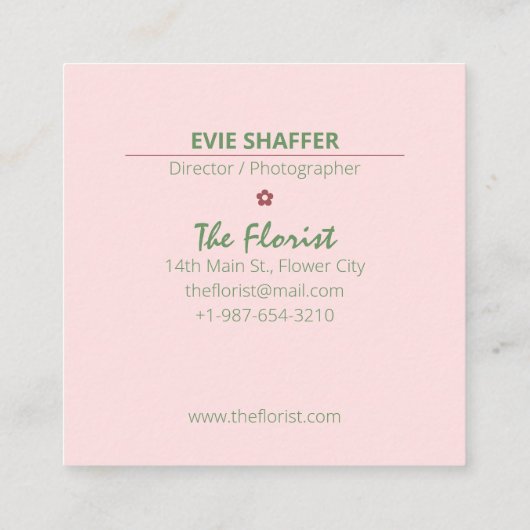 Het Florist Professional Square-Visitekaartje Vierkante Visitekaartje (Achterkant)