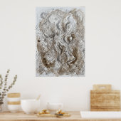 Het Fluisterende Gezicht in de Sluier Geest Kunst Poster (Keuken)