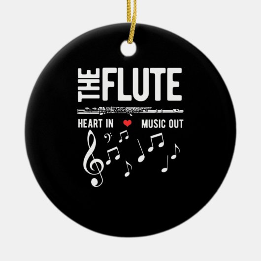 Het Fluit Hart In Muziek Uit Keramisch Ornament (Voorkant)