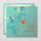 Het fluiten langs... draak fly+butterflies+swirls kaart (Voorkant / Achterkant)