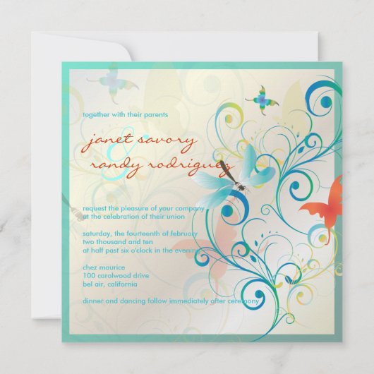 Het fluiten langs... draak fly+butterflies+swirls kaart (Achterkant)