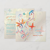 Het fluiten langs... draak fly+butterflies+swirls kaart (Voorkant / Achterkant)