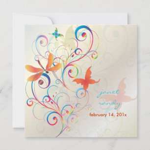 Het fluiten langs... draak fly+butterflies+swirls kaart