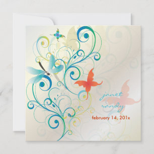 Het fluiten langs... draak fly+butterflies+swirls kaart