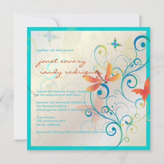 Het fluiten langs... draak fly+butterflies+swirls kaart (Achterkant)