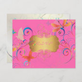 Het fluiten langs... draak fly+butterflies+swirls RSVP kaartje (Voorkant / Achterkant)