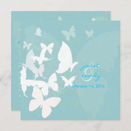 Het fluiten langs... vlinder wit/blauw kaart (Voorkant / Achterkant)