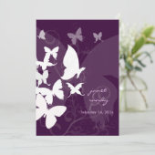 Het fluiten langs... vlinders, wit/plum, 5x7 invul kaart (Staand voorkant)