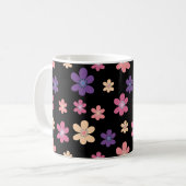 Het fluiten van het Petals Patroon in Zwart Koffiemok (Voorkant links)