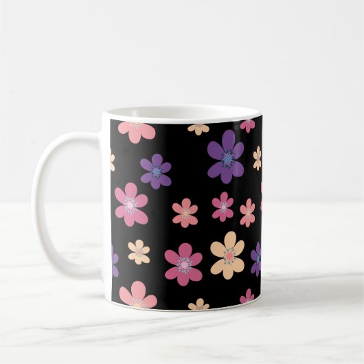 Het fluiten van het Petals Patroon in Zwart Koffiemok (Links)