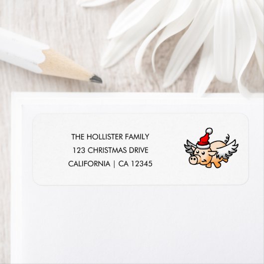 Het Flying Christmas Pig retour adres label (Insitu)