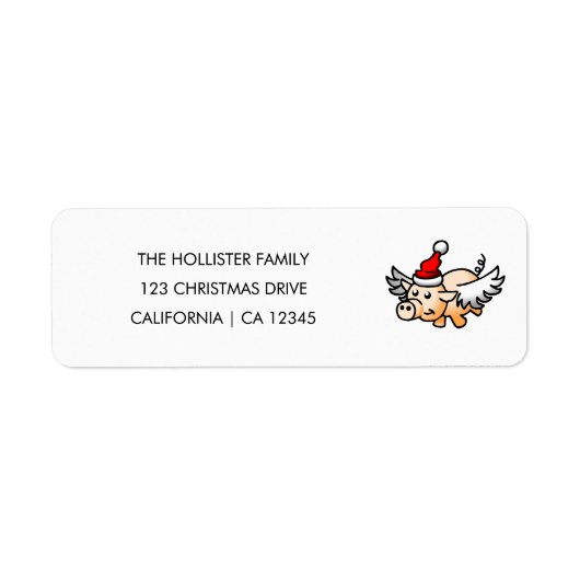 Het Flying Christmas Pig retour adres label (Voorkant)