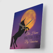 Het fokken Unicorn Silhouette, Full Harvest Moon Vierkante Klok (Hoek)