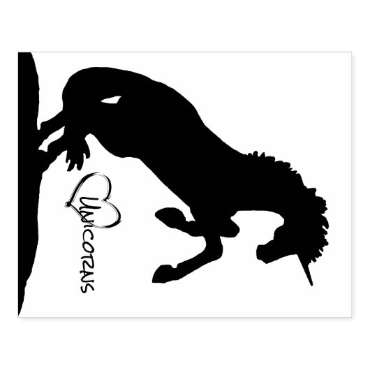 Het fokken Unicorn Silhouette (hart) Rubberstempel (Afrduk)