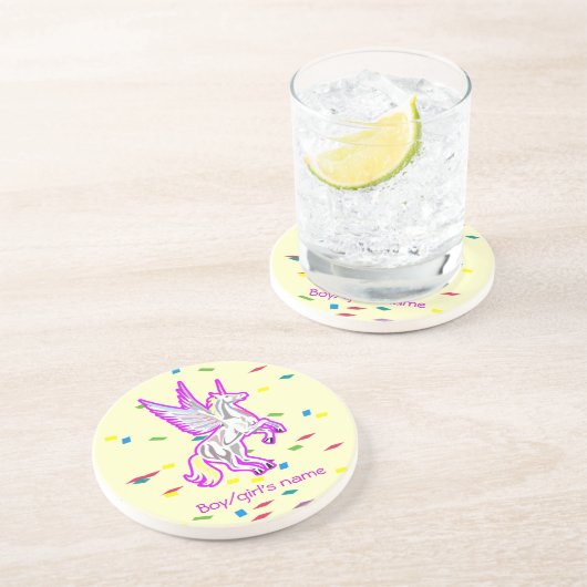 Het fokken van Unicorn Guardian Angel Zandsteen Onderzetter (Zijkant)