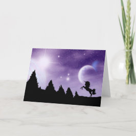 Het fokken van Unicorn Shilhouette met Paarse luch Kaart
