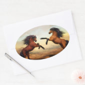 Het fokken van wilde paarden ovale sticker (Envelop)