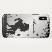 Het fokken van Zwarte Stallion/Horse op Zilver Per Case-Mate iPhone Case (Achterkant (horizontaal))