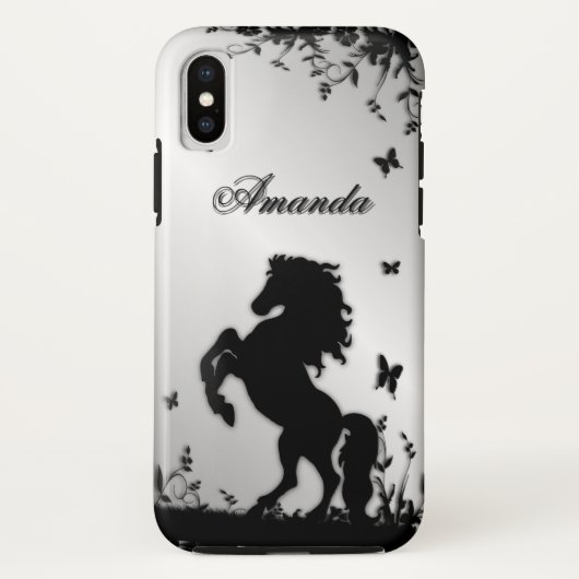 Het fokken van Zwarte Stallion/Horse op Zilver Per Case-Mate iPhone Case (Achterkant)